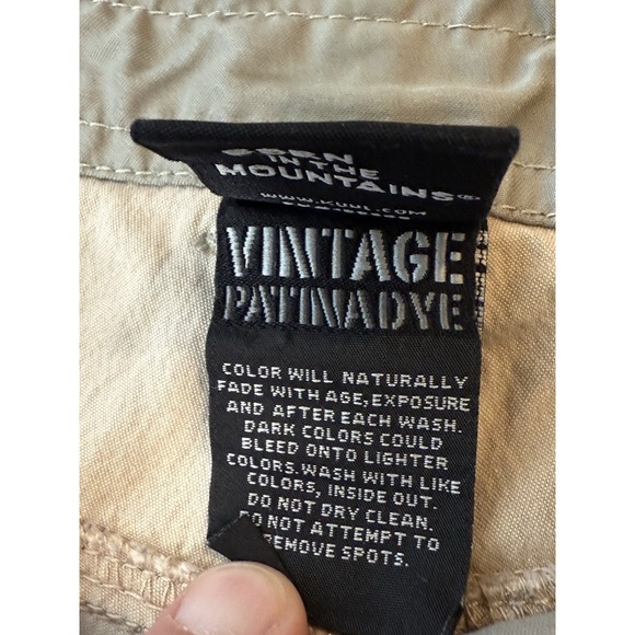 Kuhl Vintage Patina Dye Mens 32 Cargo Shorts Cotton Nylon Khaki Hiking Outdoor - Picture 8 of 10